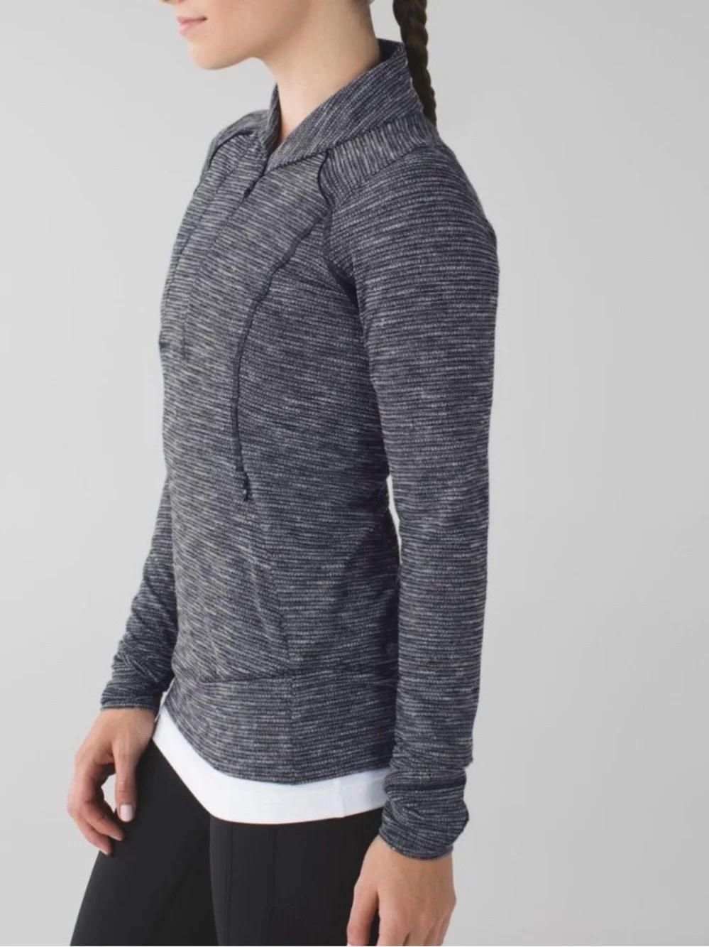 Lululemon Think Fast Pullover Sweatshirt Coco Pique Black / Black Size 6